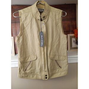 Michael Stars Womens‎ gauze Beige Zip Up Sleeveless Vest Size Small